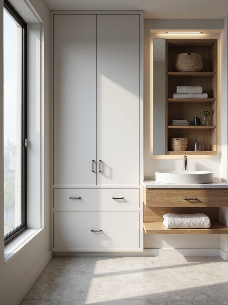 assess bathroom storage needs