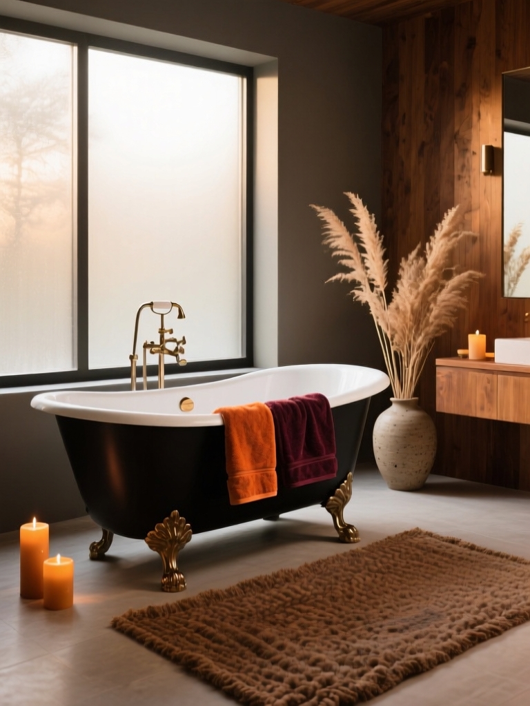 autumn themed bathroom warmth