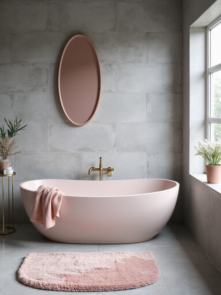 blush accents enhance bathroom