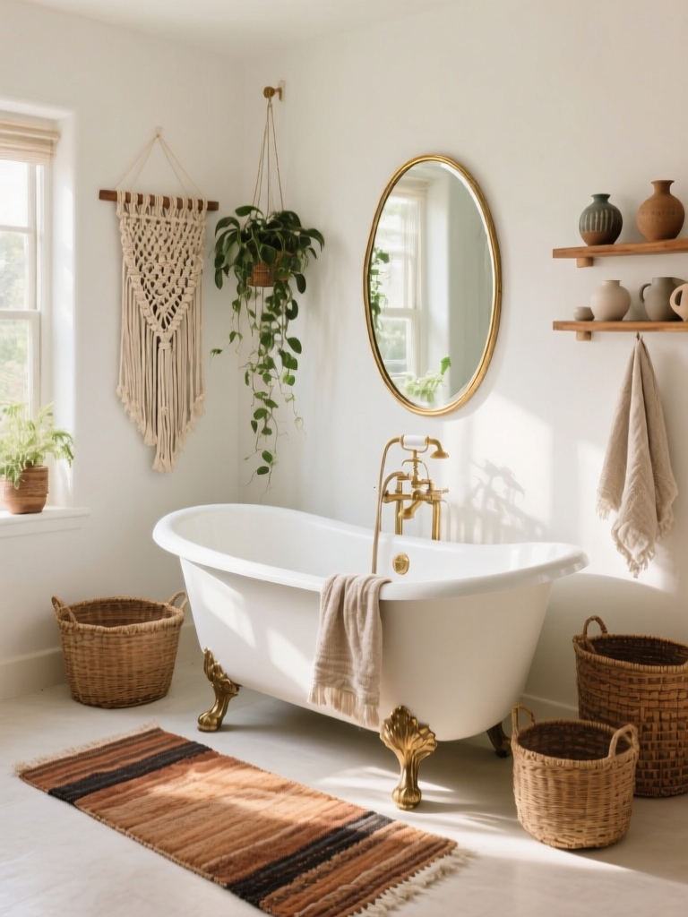 boho bathroom expression and warmth