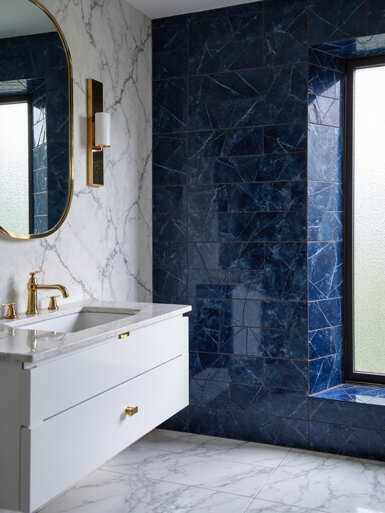 bold blue patterned tiles