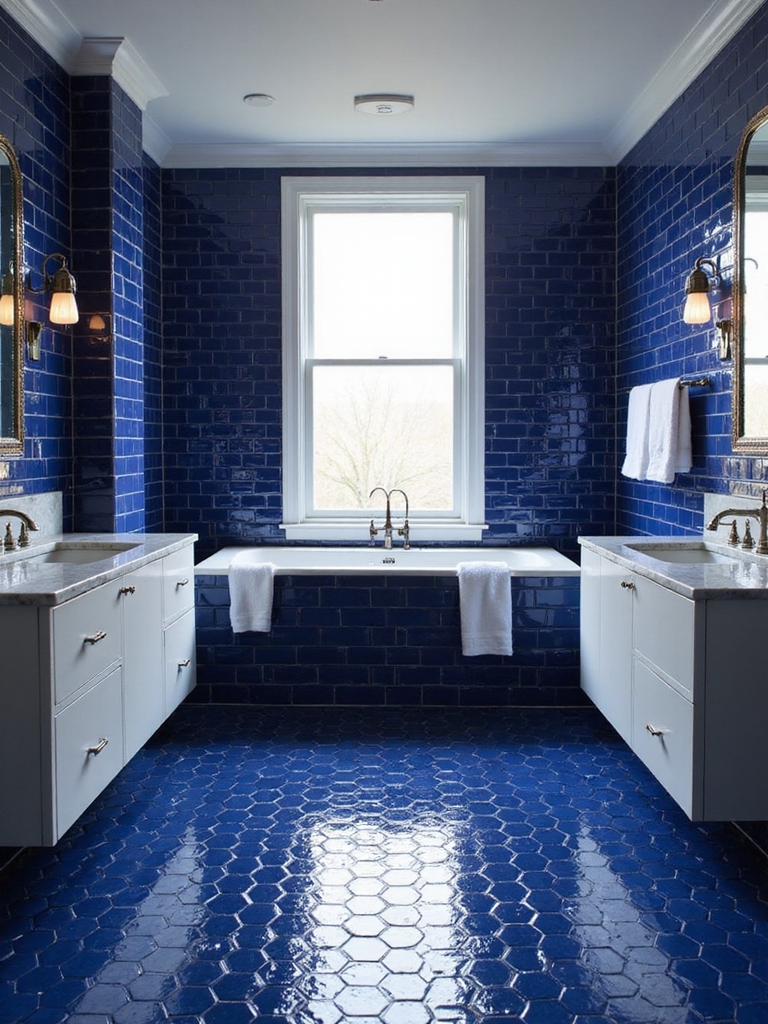 bold cobalt hexagon tiles