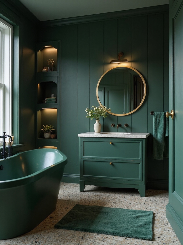 bold dark green bathrooms
