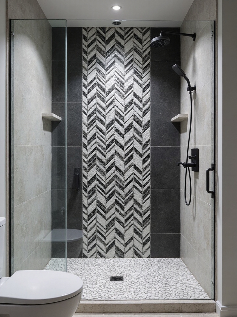 bold geometric shower tiles