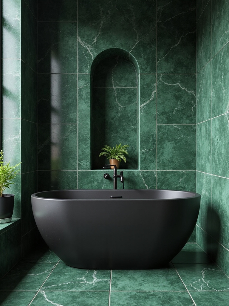 bold green black bathrooms