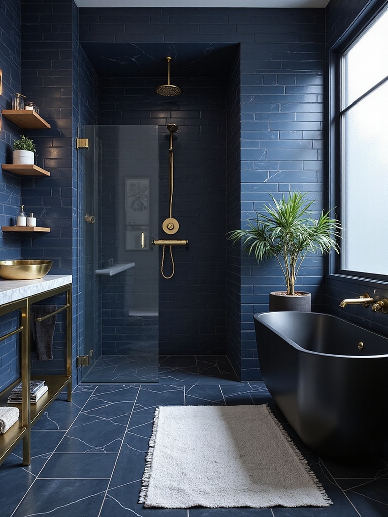 bold navy tile elegance