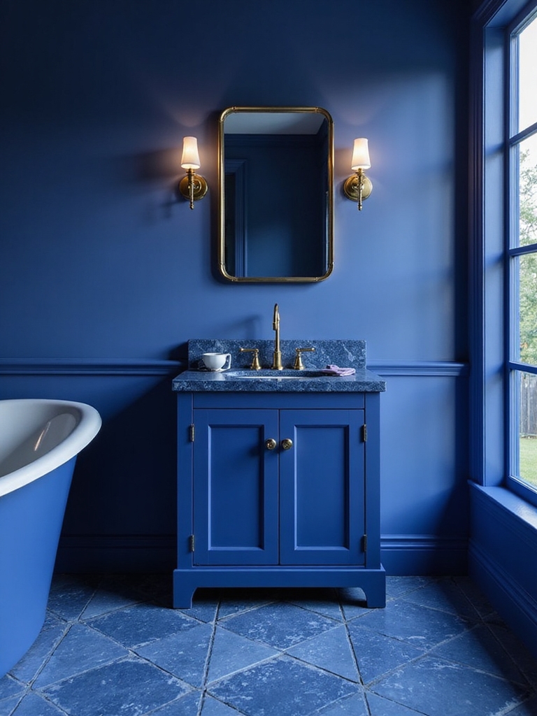 bold royal blue bathrooms