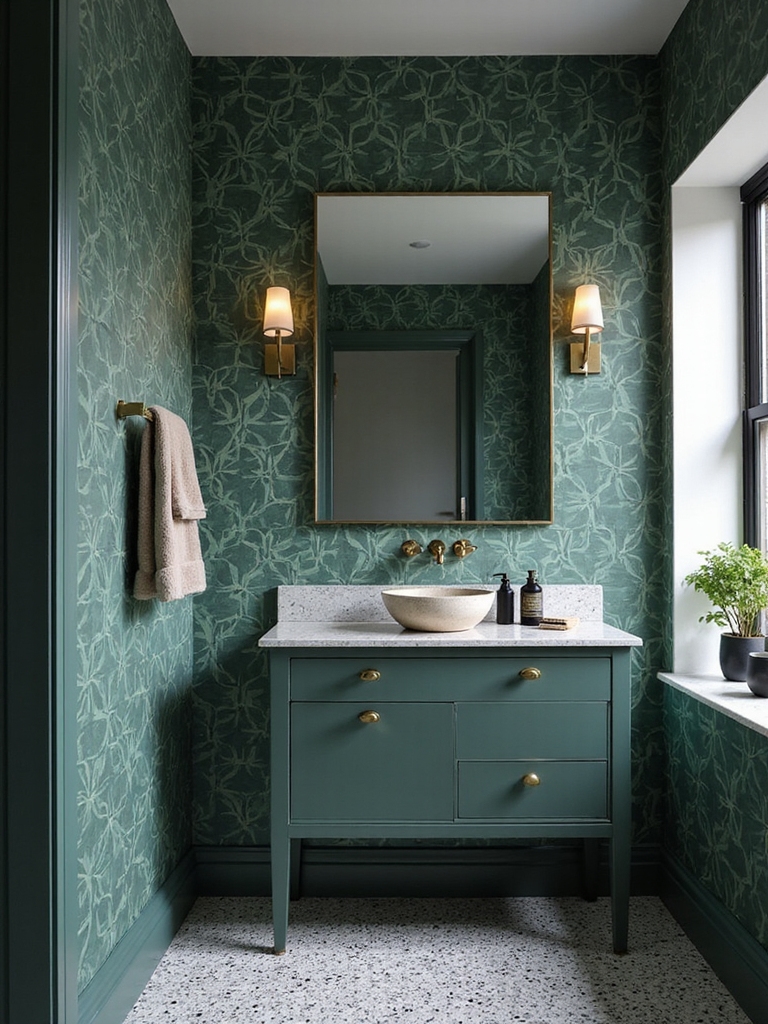 bold wallpaper for small baths