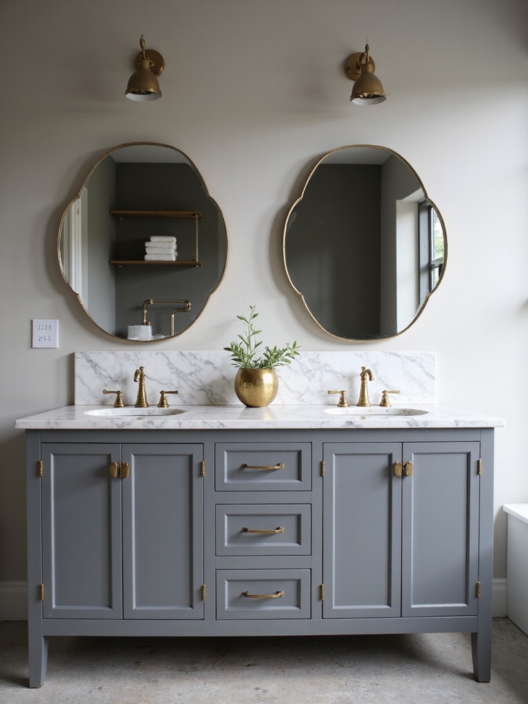 brass accents enhance gray elegance