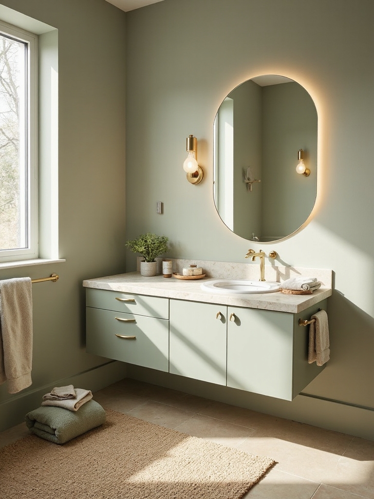 bright airy olive bathrooms
