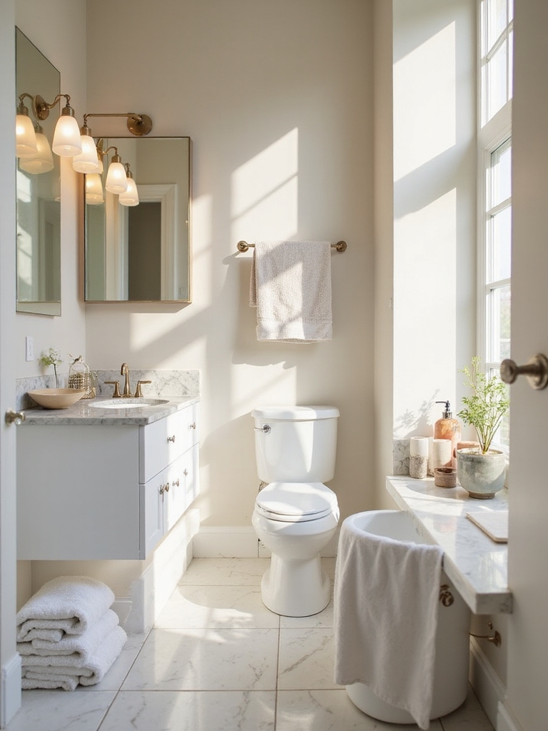 bright airy powder room