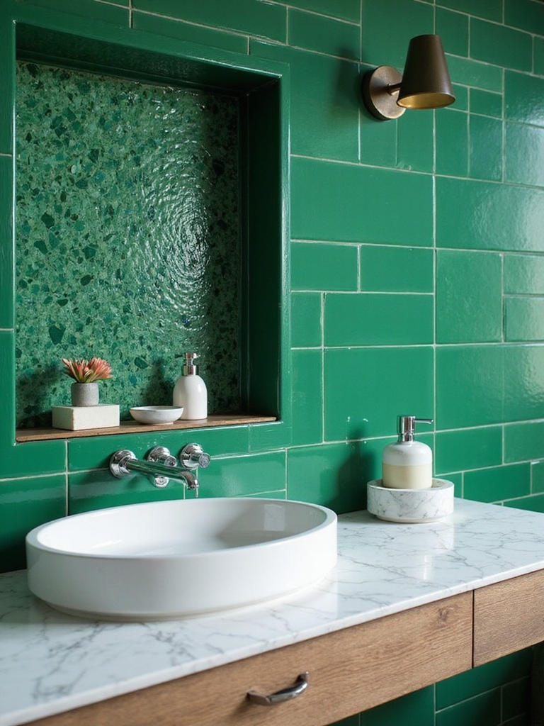 bright green tile accents