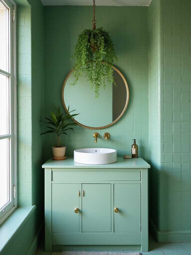 bright greens for tiny baths
