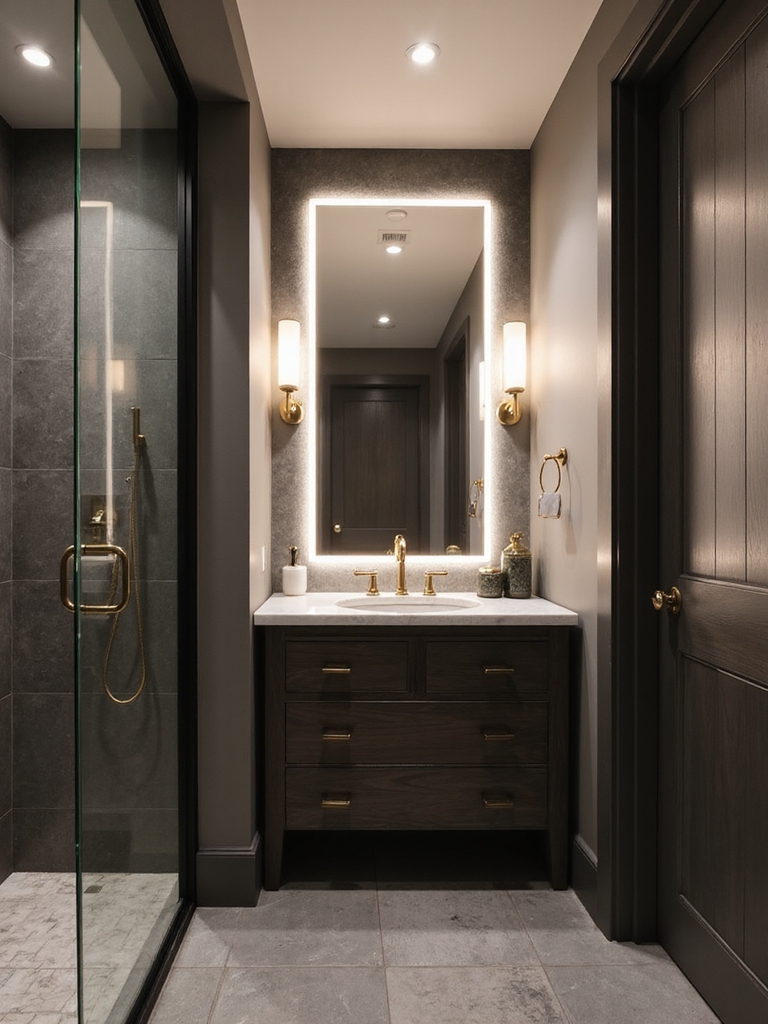 bright layered bathroom lighting