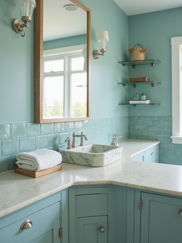 budget diy seafoam backsplash
