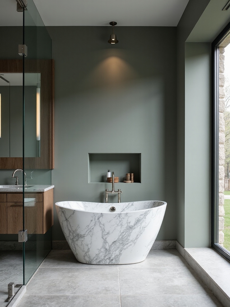 calm grey green bathroom palette