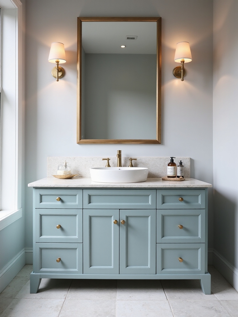 calming sage blue bathroom elegance