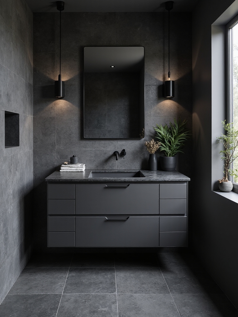 charcoal tile enhances sophistication