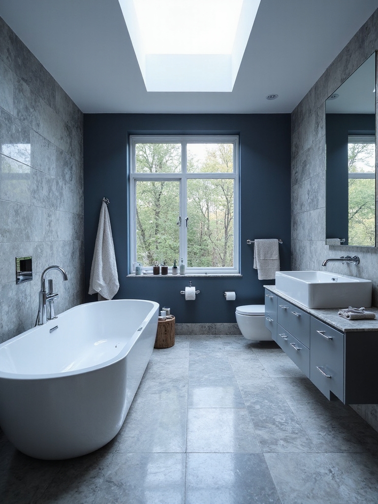 chic gray and blue bathrooms