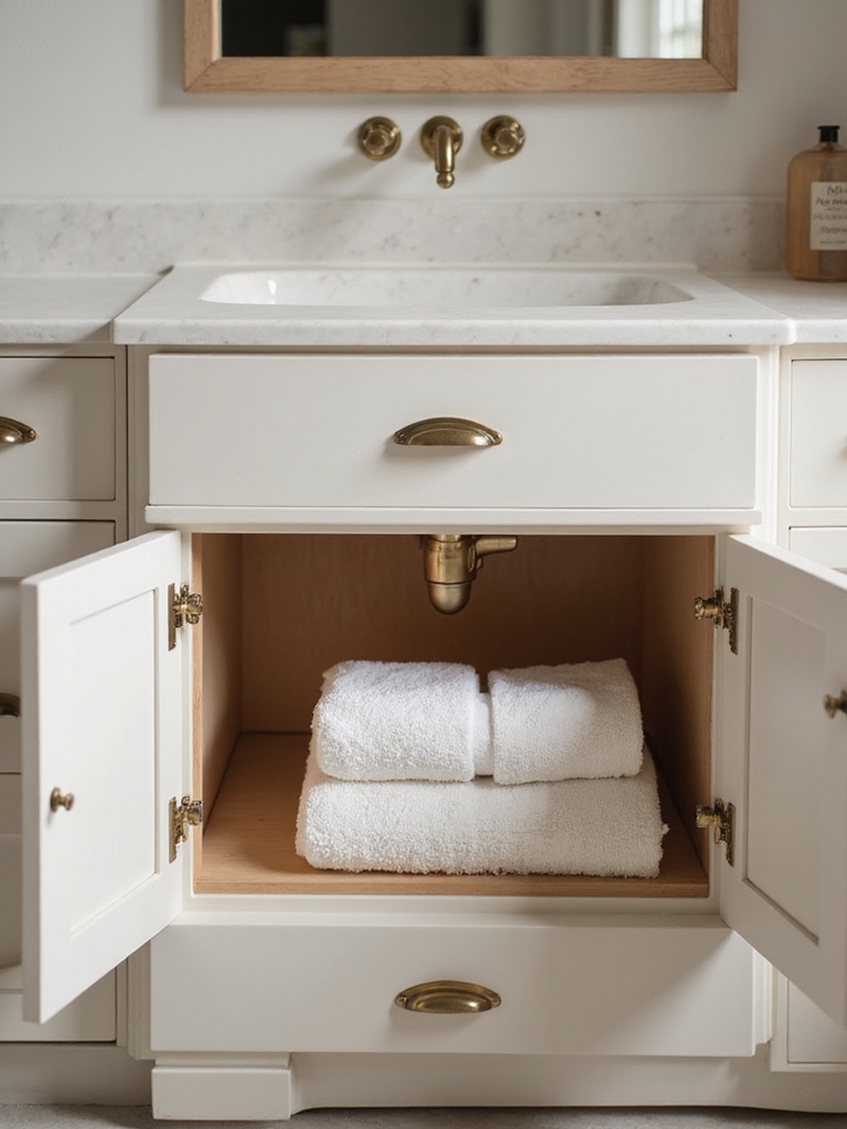 clutter free hidden towel storage