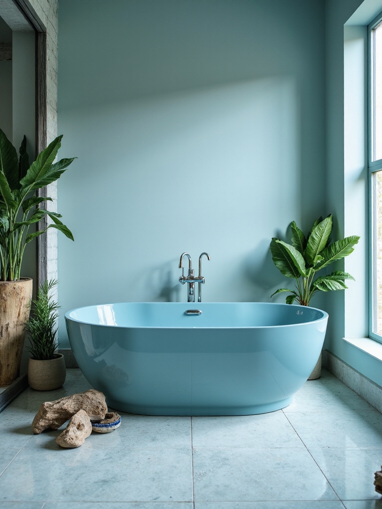 coastal blue bathtub installation