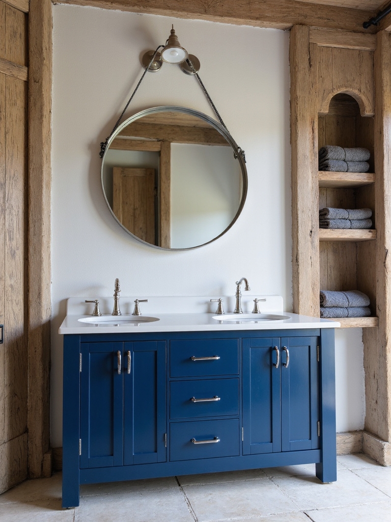 coastal vanity with wood accents