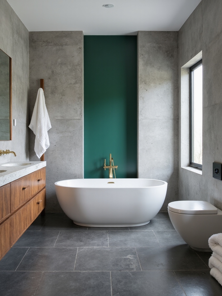 colorful accents in grey bathrooms