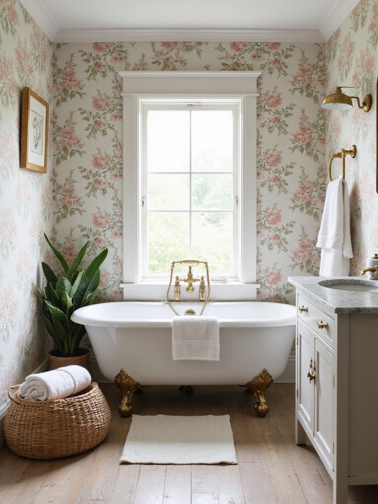 cozy floral bathroom decor