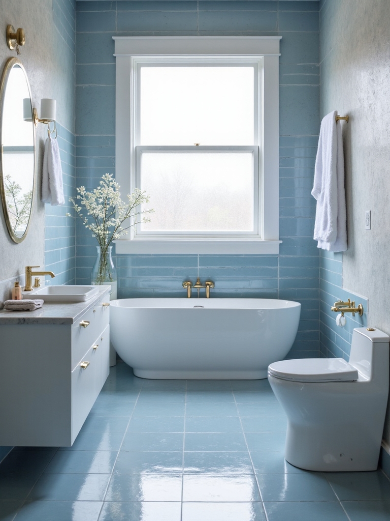 cozy spacious blue bathrooms