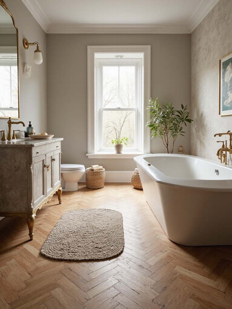 cozy wood inspired bathroom design