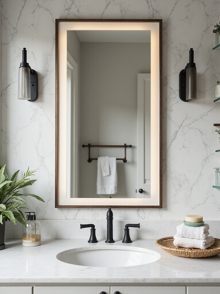 creative bathroom mirror decor