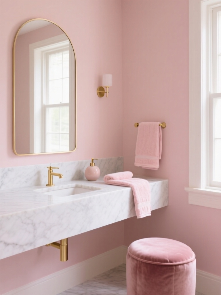 delicate blush bathroom accessories