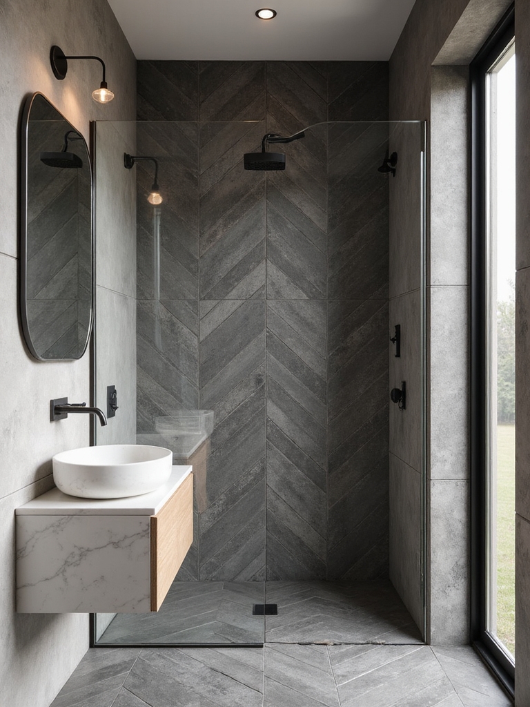 diagonal tiles create depth