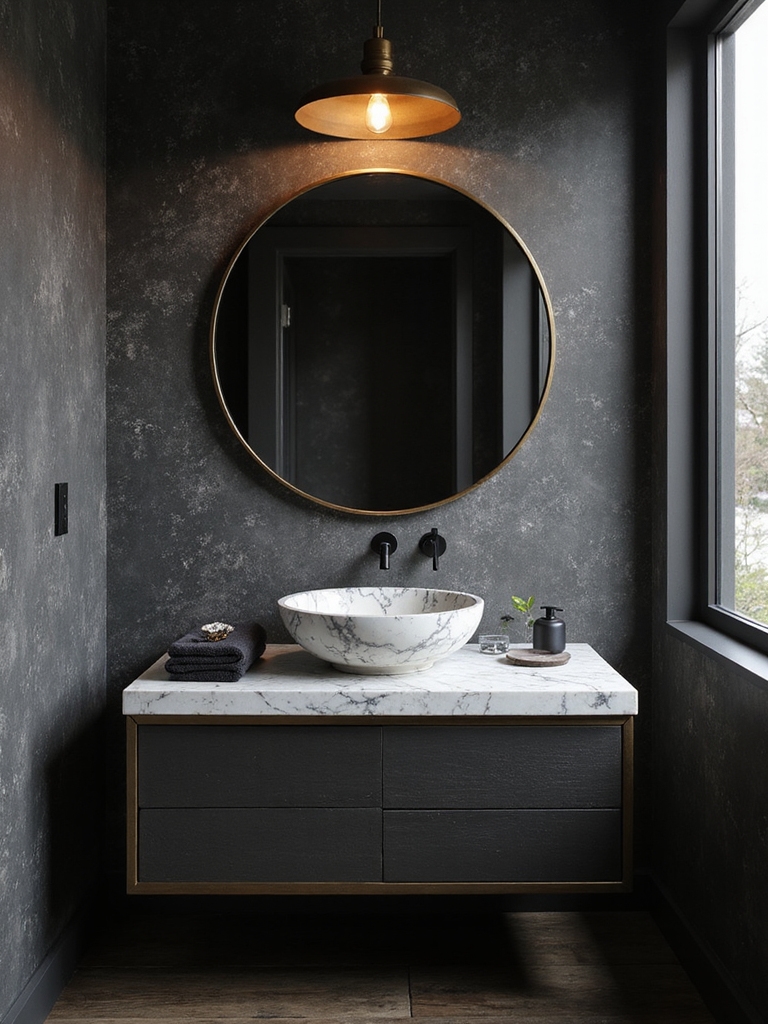dramatic half bathroom designs