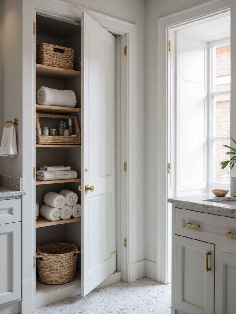 efficient bathroom door storage