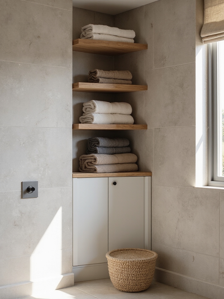 efficient corner towel storage