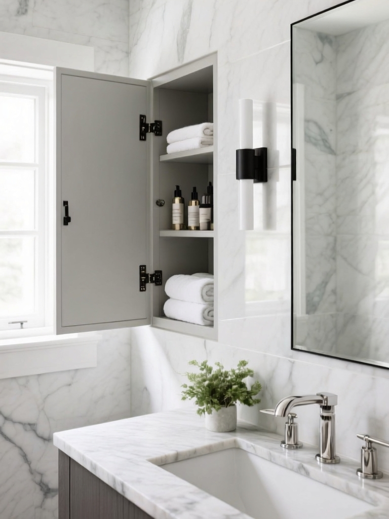 efficient hidden bathroom storage