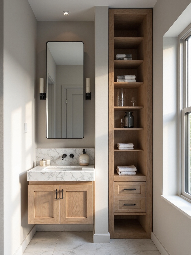 efficient vertical bathroom storage