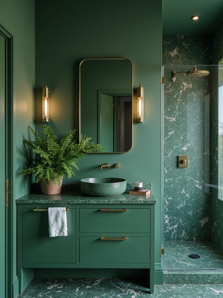 elegant forest green bathrooms