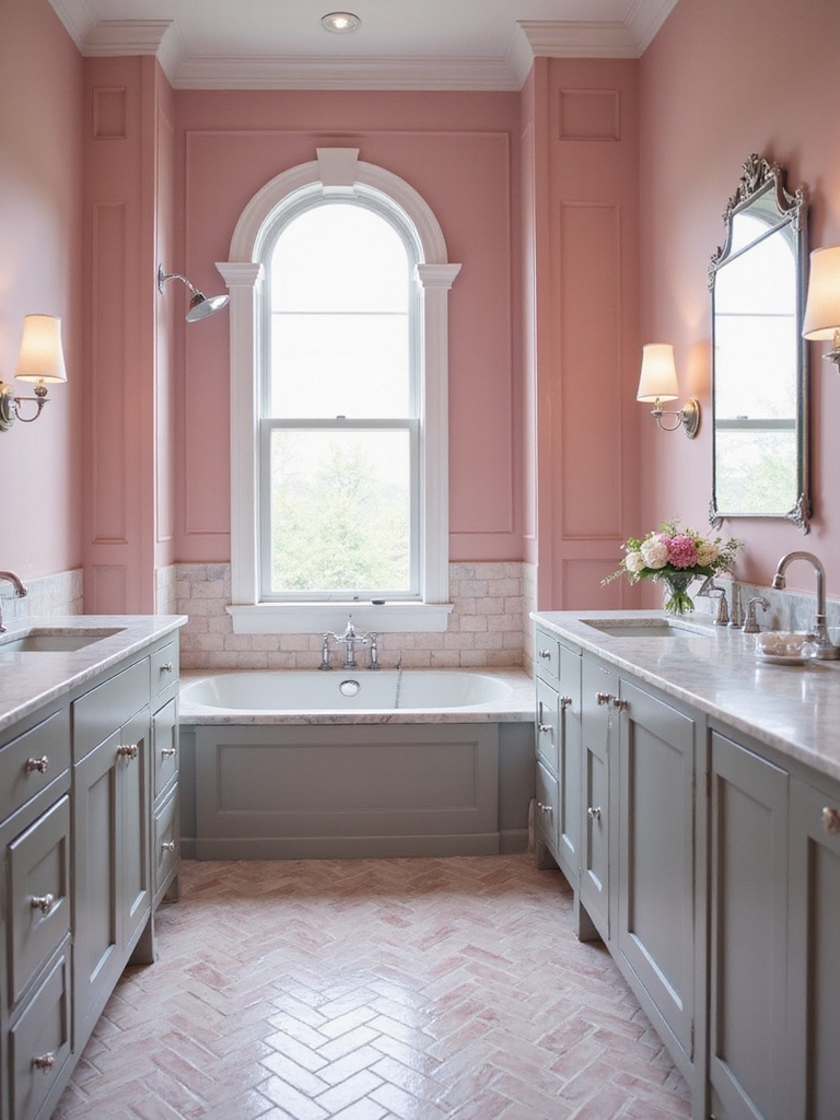 elegant pink herringbone contrast