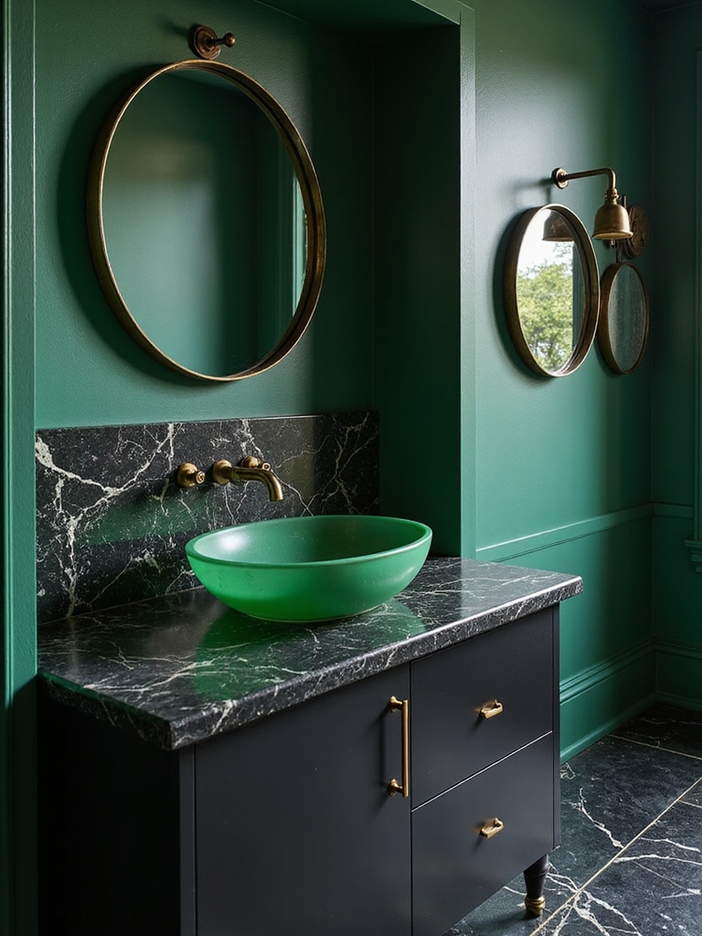emerald accents on obsidian