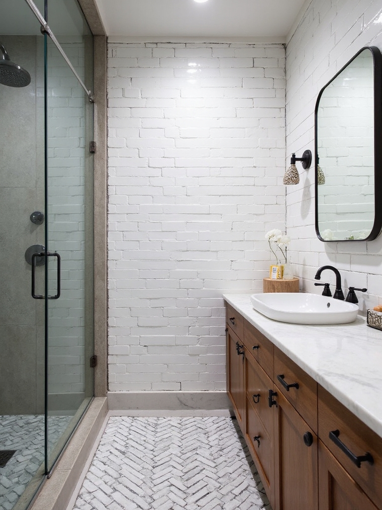 enhance narrow bathroom space