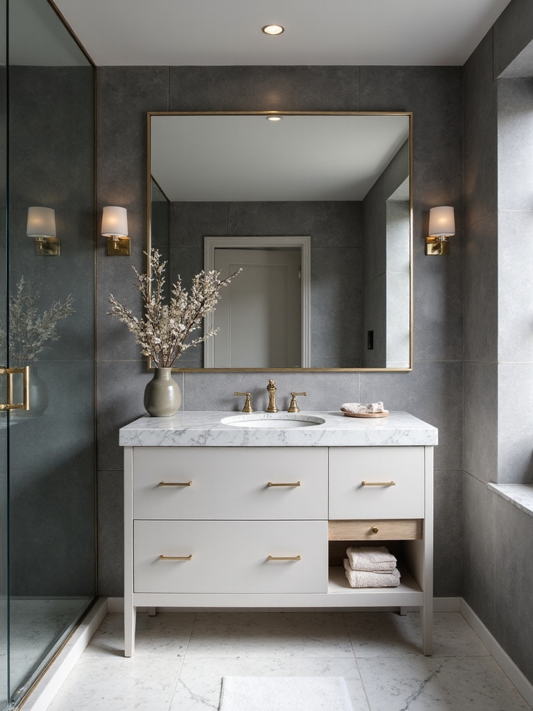expansive gray bathroom design