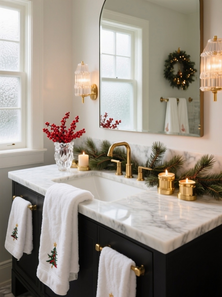 festive holiday bathroom decor