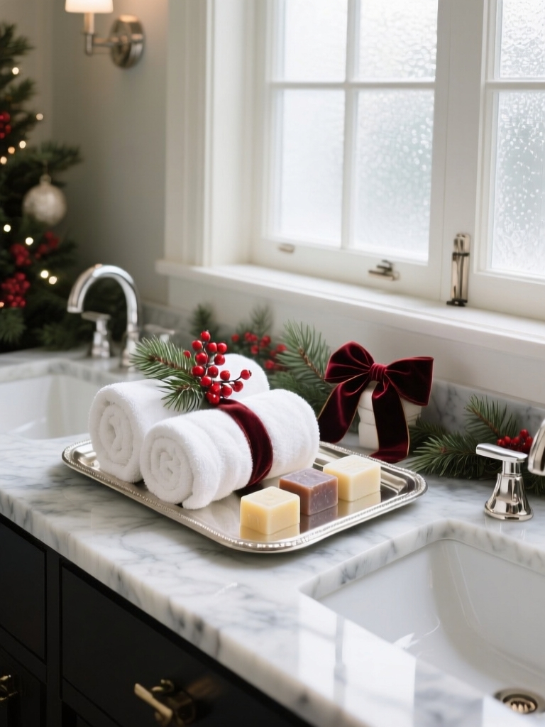 festive soap and towel display