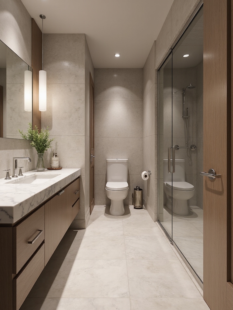 flowing bathroom layout design