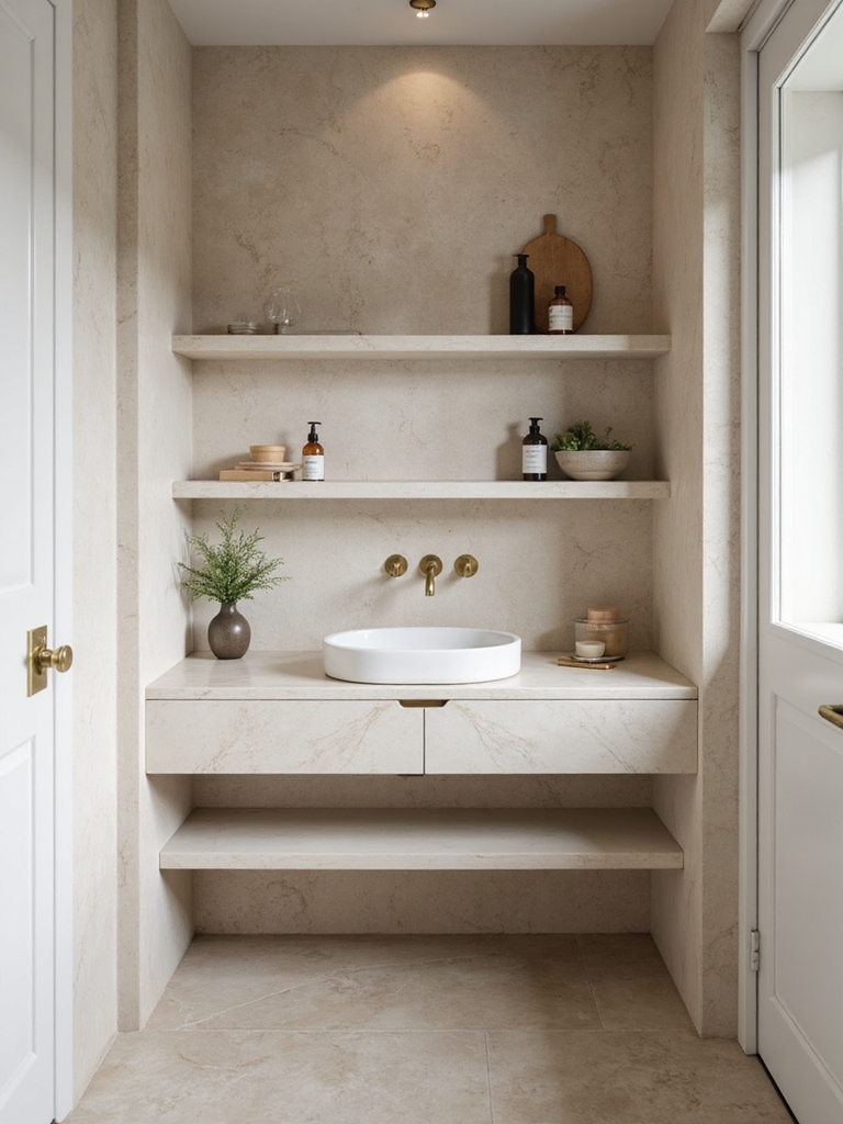 flush sink with shelves