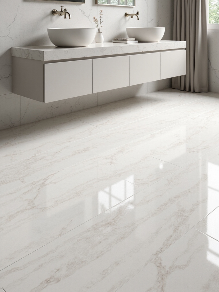 fresh clean bathroom flooring