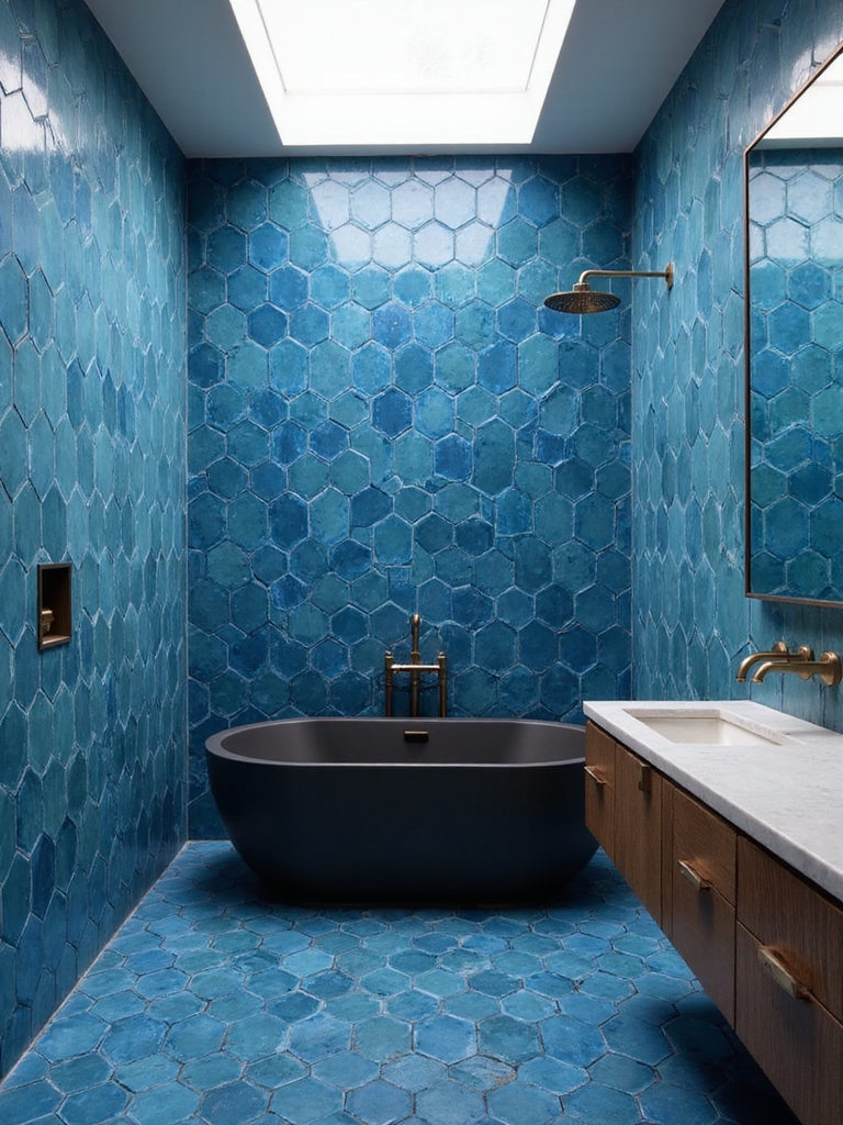 geometric blue tile elegance