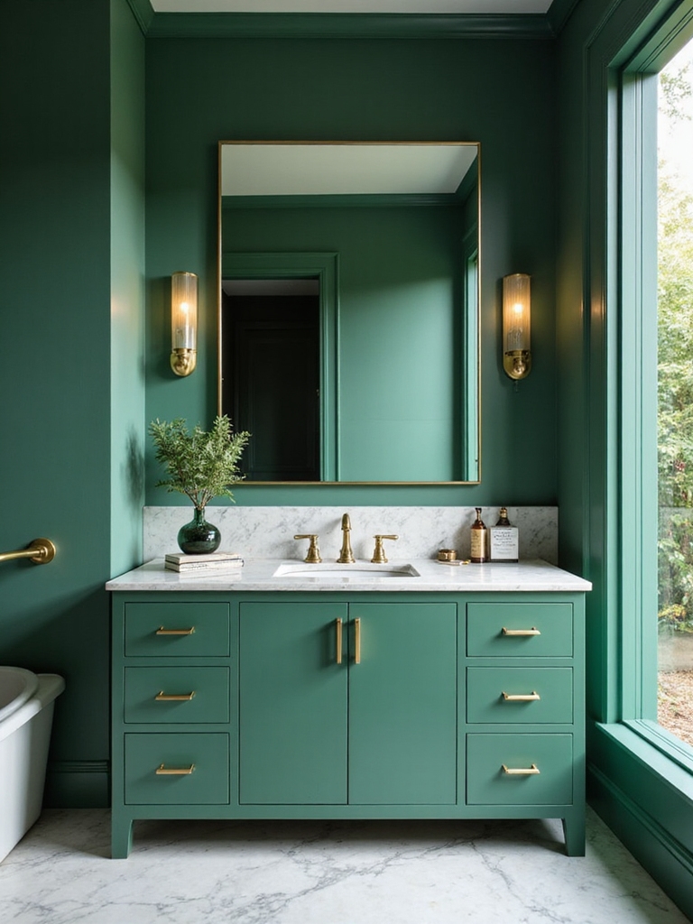 green vanity bathroom trends